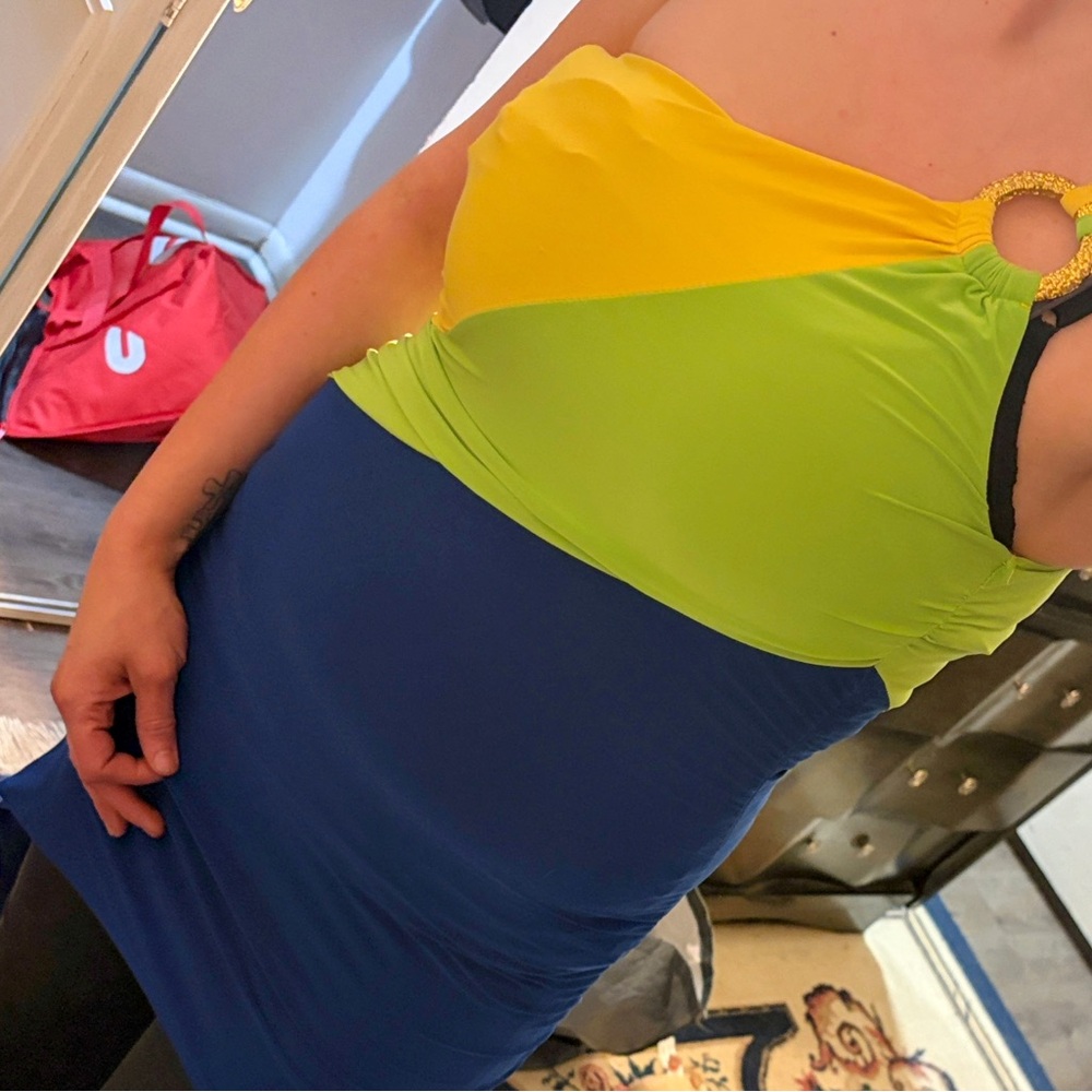 Colorblock Strapless Dress - Picture 2 of 3